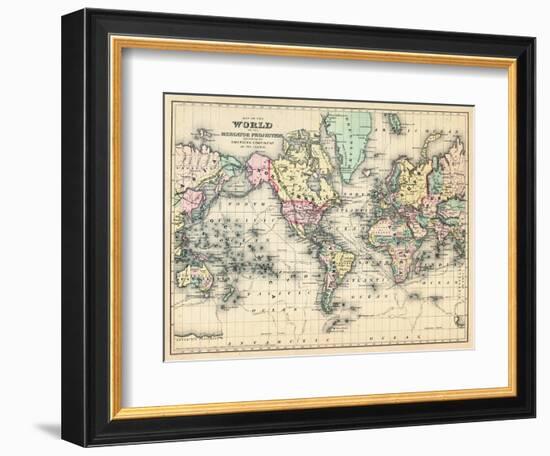 1876, World, Map of the World 1876--Framed Giclee Print