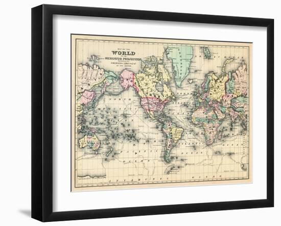 1876, World, Map of the World 1876-null-Framed Giclee Print