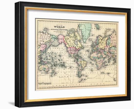 1876, World, Map of the World 1876-null-Framed Giclee Print