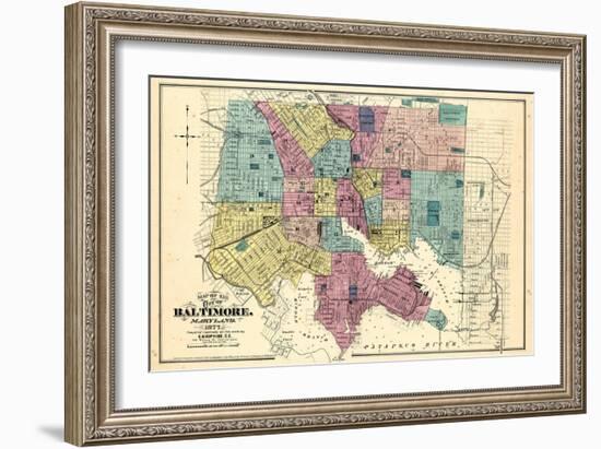 1877, Baltimore City Map 1877, Maryland, United States-null-Framed Giclee Print