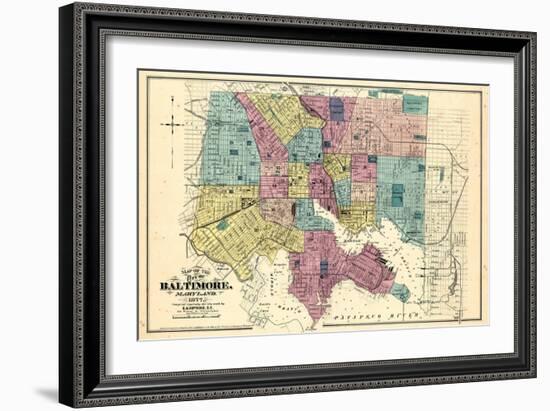 1877, Baltimore City Map 1877, Maryland, United States-null-Framed Giclee Print