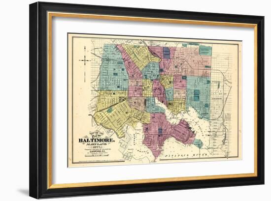 1877, Baltimore City Map 1877, Maryland, United States-null-Framed Giclee Print