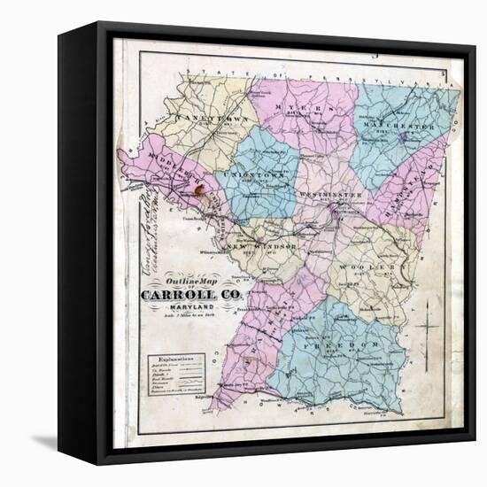 1877, Carroll County Map, Maryland, United States-null-Framed Premier Image Canvas