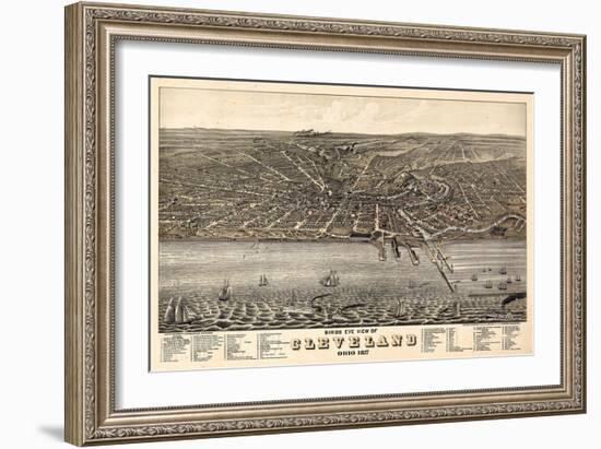 1877, Cleveland Bird's Eye View, Ohio, United States-null-Framed Giclee Print