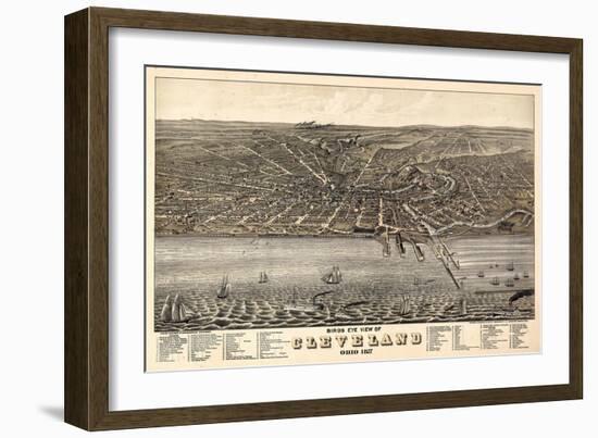 1877, Cleveland Bird's Eye View, Ohio, United States-null-Framed Giclee Print