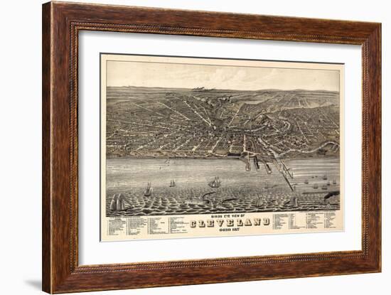 1877, Cleveland Bird's Eye View, Ohio, United States-null-Framed Giclee Print