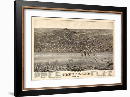 1877, Cleveland Bird's Eye View, Ohio, United States-null-Framed Giclee Print