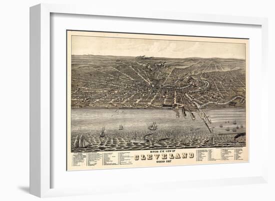 1877, Cleveland Bird's Eye View, Ohio, United States-null-Framed Giclee Print