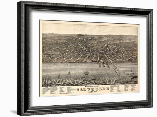 1877, Cleveland Bird's Eye View, Ohio, United States-null-Framed Giclee Print
