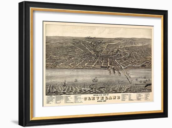 1877, Cleveland Bird's Eye View, Ohio, United States-null-Framed Giclee Print