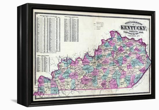 1877, Kentucky County and Rail Road Map, Kentucky, United States-null-Framed Premier Image Canvas