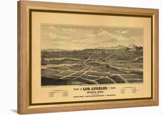 1877 Los Angeles Map-N. Harbick-Framed Stretched Canvas