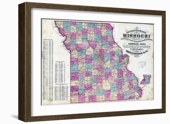 1877, Missouri State Map, Missouri, United States-null-Framed Giclee Print