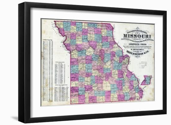 1877, Missouri State Map, Missouri, United States-null-Framed Giclee Print