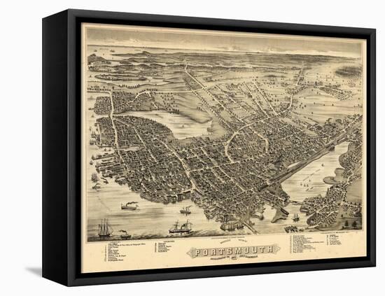 1877, Portsmouth Bird's Eye View, New Hampshire, United States-null-Framed Premier Image Canvas