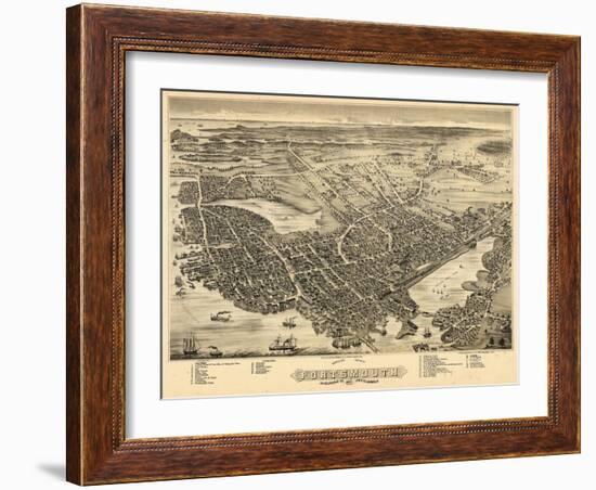 1877, Portsmouth Bird's Eye View, New Hampshire, United States-null-Framed Giclee Print