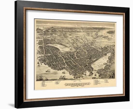 1877, Portsmouth Bird's Eye View, New Hampshire, United States-null-Framed Giclee Print