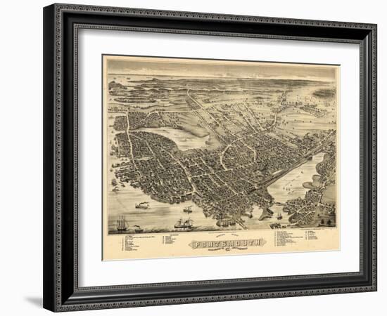 1877, Portsmouth Bird's Eye View, New Hampshire, United States-null-Framed Giclee Print