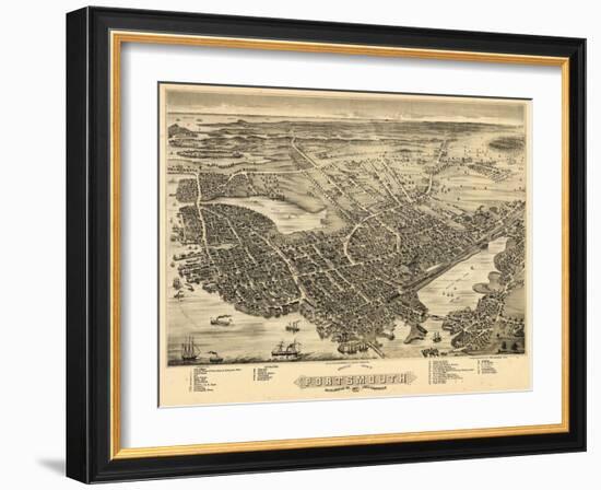 1877, Portsmouth Bird's Eye View, New Hampshire, United States-null-Framed Giclee Print