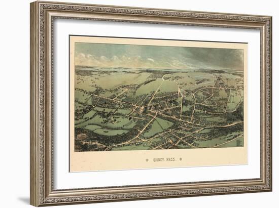 1877, Quincy Bird's Eye View, Massachusetts, United States-null-Framed Giclee Print