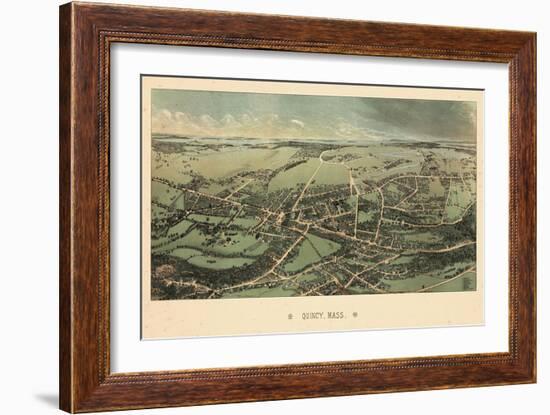1877, Quincy Bird's Eye View, Massachusetts, United States-null-Framed Giclee Print