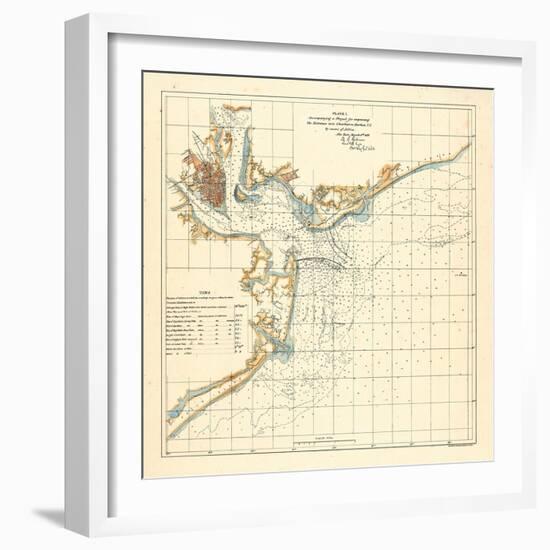 1878, Charleston Harbor Chart South Carolina, South Carolina, United States-null-Framed Giclee Print