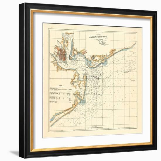 1878, Charleston Harbor Chart South Carolina, South Carolina, United States-null-Framed Giclee Print