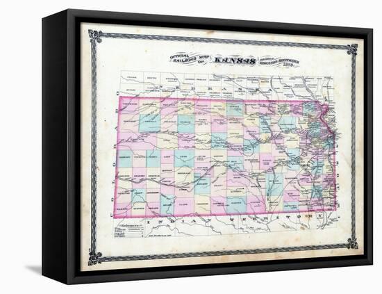 1878, Kansas State Railroad Map, Kansas, United States-null-Framed Premier Image Canvas