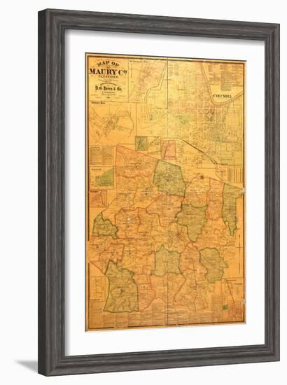 1878, Maury County Wall Map, Tennessee, United States-null-Framed Giclee Print