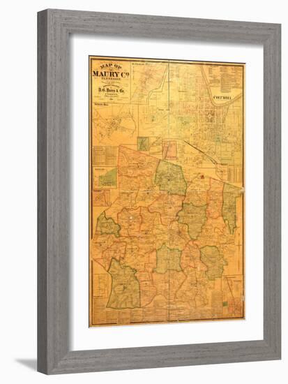 1878, Maury County Wall Map, Tennessee, United States-null-Framed Giclee Print