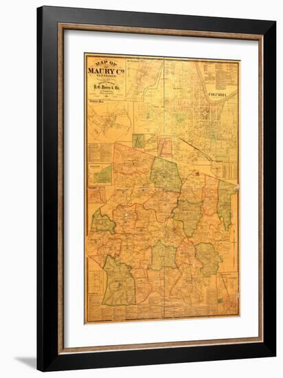 1878, Maury County Wall Map, Tennessee, United States-null-Framed Giclee Print