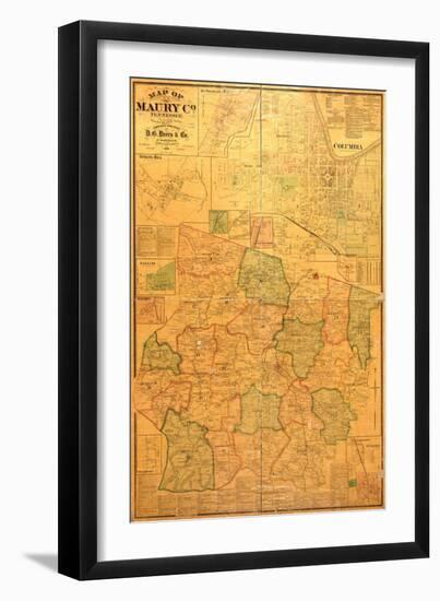 1878, Maury County Wall Map, Tennessee, United States-null-Framed Giclee Print