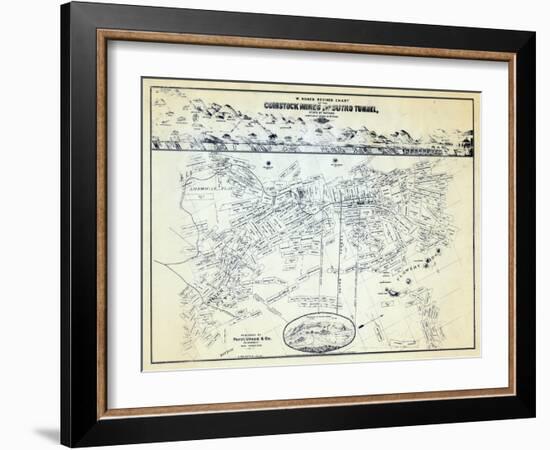 1878, Silver City - Comstock Mines and Sutro Tunnel, Nevada, United States-null-Framed Giclee Print