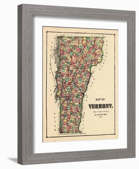 1878, Vermont State Map, Vermont, United States-null-Framed Giclee Print