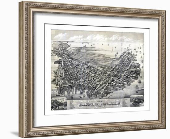 1879, Boston East Boston Bird's Eye View, Massachusetts, United States-null-Framed Giclee Print