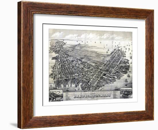 1879, Boston East Boston Bird's Eye View, Massachusetts, United States-null-Framed Giclee Print