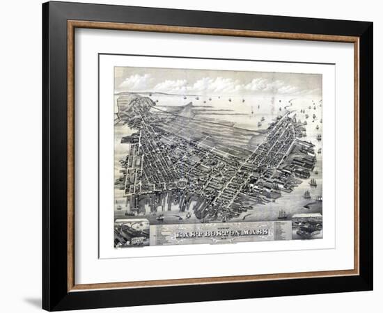 1879, Boston East Boston Bird's Eye View, Massachusetts, United States-null-Framed Giclee Print