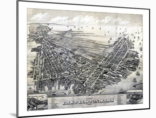 1879, Boston East Boston Bird's Eye View, Massachusetts, United States-null-Mounted Giclee Print