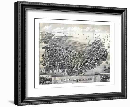 1879, Boston East Boston Bird's Eye View, Massachusetts, United States-null-Framed Giclee Print