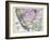 1879, California, Nevada, Utah, and Arizona States Map, California, United States-null-Framed Giclee Print