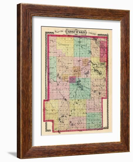 1879, Kosciusko County Map, Indiana, United States-null-Framed Giclee Print