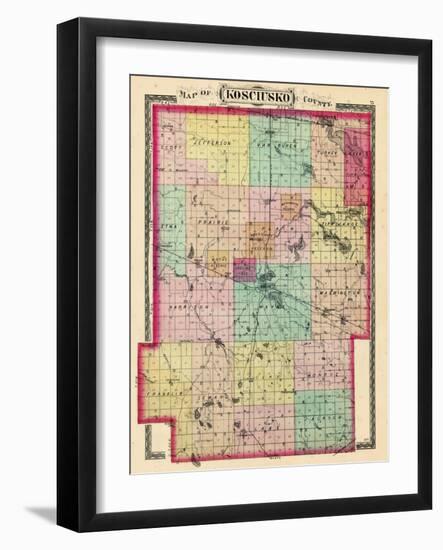 1879, Kosciusko County Map, Indiana, United States-null-Framed Giclee Print