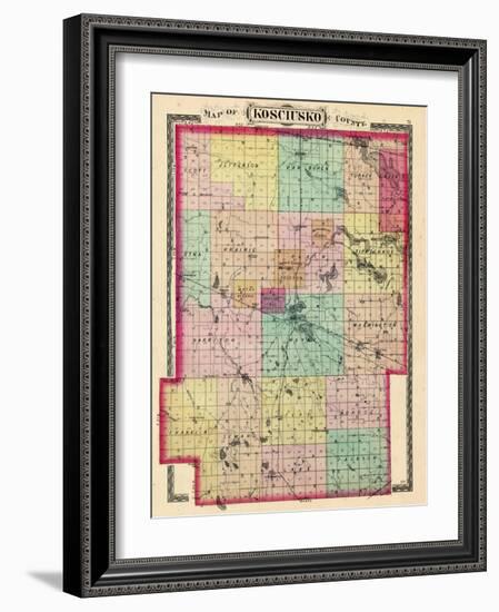 1879, Kosciusko County Map, Indiana, United States-null-Framed Giclee Print