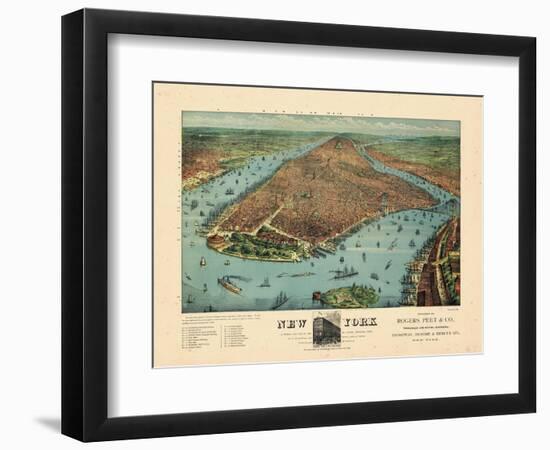 1879, New York City 1879 Bird's Eye View, New York, United State-null-Framed Giclee Print