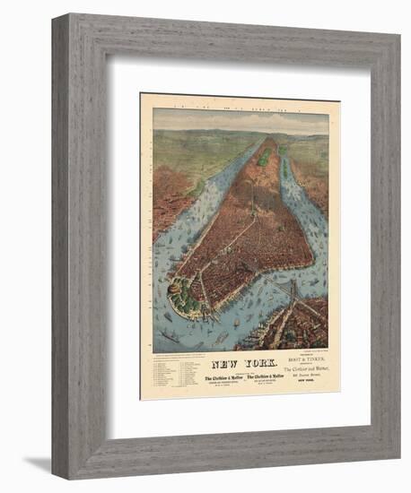 1879, New York City 1879 Bird's Eye View, New York, United States-null-Framed Giclee Print