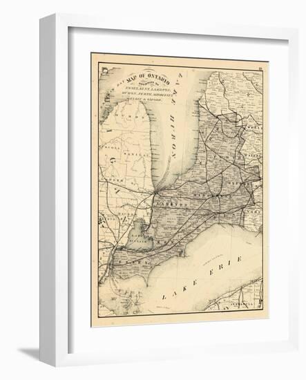 1879, Ontario - Counties, Essex, Kent, Lambton, Huron, Perth, Middlesex, Elgin, Canada, Oxford-null-Framed Giclee Print