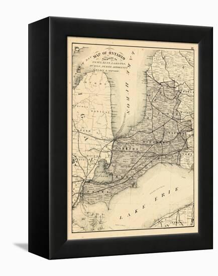 1879, Ontario - Counties, Essex, Kent, Lambton, Huron, Perth, Middlesex, Elgin, Canada, Oxford-null-Framed Premier Image Canvas