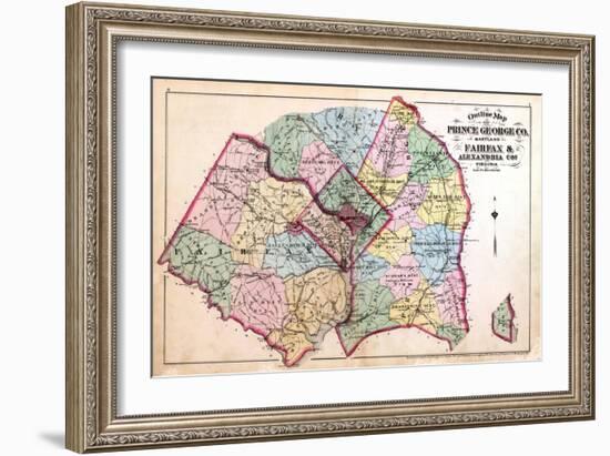 1879, Outline Map - Prince George County, Maryland, Fairfax and Alexandria Counties Virginia, Distr-null-Framed Giclee Print