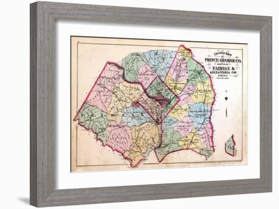 1879, Outline Map - Prince George County, Maryland, Fairfax and Alexandria Counties Virginia, Distr-null-Framed Giclee Print