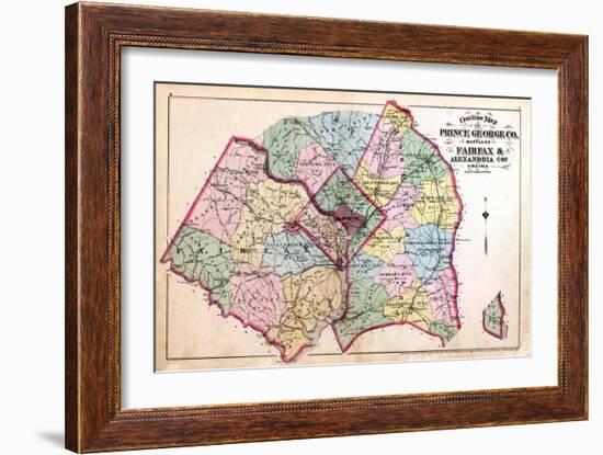 1879, Outline Map - Prince George County, Maryland, Fairfax and Alexandria Counties Virginia, Distr-null-Framed Giclee Print